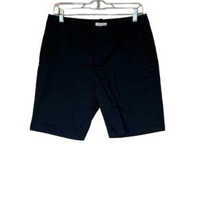 Garnet Hill Shorts Size 8 Black Chino Flat Front Cotton Casual